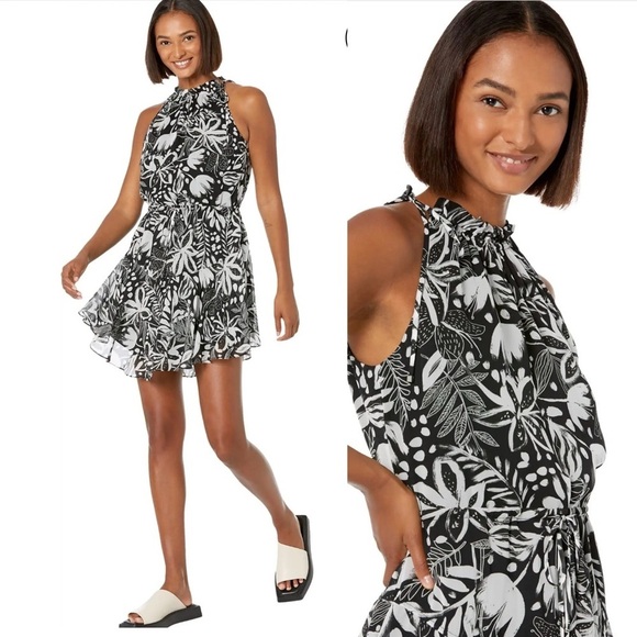 Milly Gwin Painted Tiger Lily Mini Dress Size 10 - Picture 1 of 6